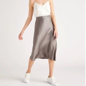 Club Monaco gray satin midi skirt 2